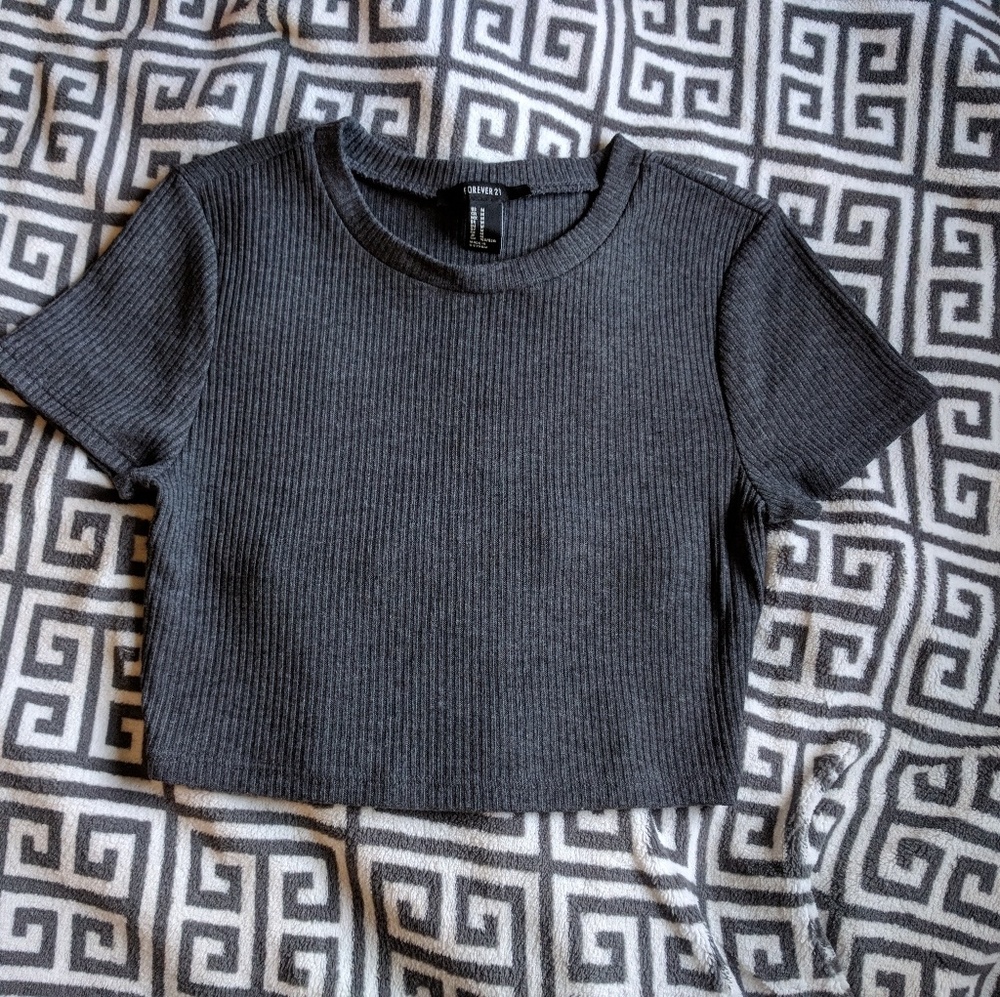 NWOT Forever 21 dark grey ribbed crop top M